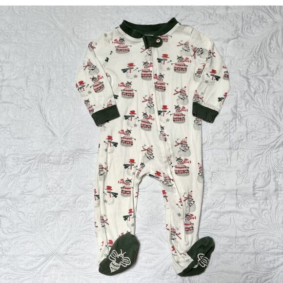 Burt's Bees Organic Snowman Sleeper PJs 6-9m - Picture 2 of 5